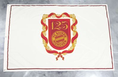 Fahne Flagge FC Bayern München 125 Jahre mit 3 Ösen - 120 x 180 cm