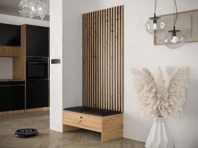 Garderoben-Set Balma IV Garderobe Flurgarderobe mit Panel 42x42 und Lamellen M24