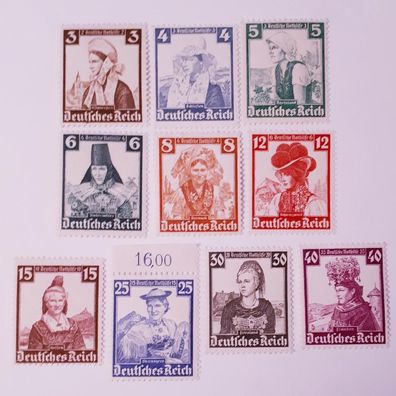 Deutsches Reich 1935 Nothilfe Trachten Satz Mi. Nr.588 - 597 postfrisch