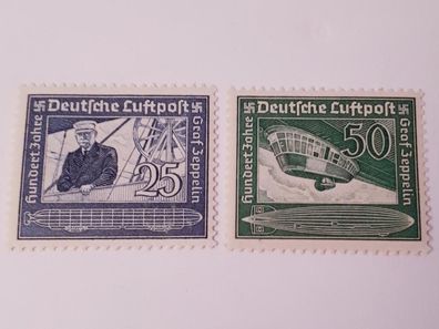 Deutsches Reich 1938 Flugpostmarke Mi. Nr.669 und 670 100. Geburtstag Graf Zeppelin