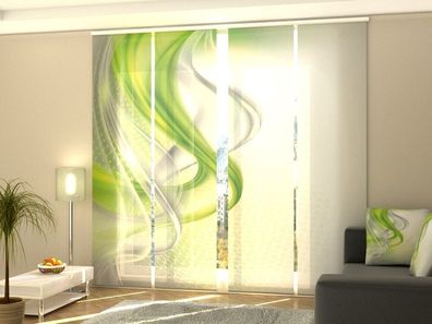 Foto Schiebegardine "grüne Abstraktion" 4 Paneele 295x60 cm Gabardine Gardine