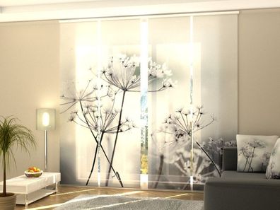 Foto Schiebegardine "gefrorene Blumen" 4 Paneele 245x60 cm Gabardine Gardine