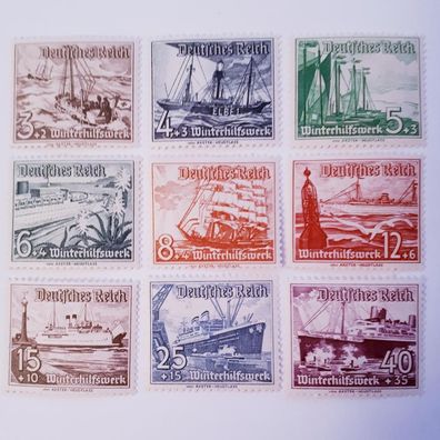 Deutsches Reich 1937 Winterhilfswerk Schiffe Mi. Nr.651 - 659 y