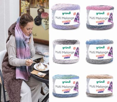200g Gründl Multi Melange Farbverlaufsgarn Wolle Stricken Häkeln GP 49,95€/1kg