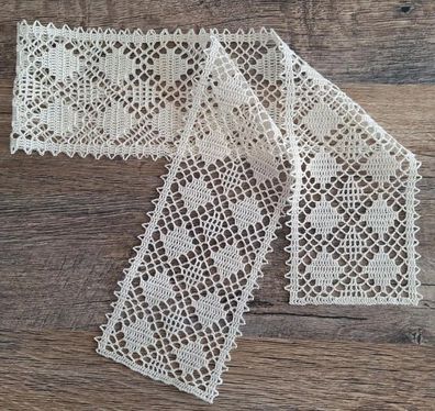 Tischband 105x12,5cm creme Tischläufer gehäkelt