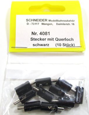 Schneider Z-H0 4081 Stecker mit Querloch schwarz (10 Stk) - NEU