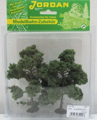 Jordan H0/N [5B] Modell - Laubbäume fertig beflockt 11cm 2 Stück - OVP NEU