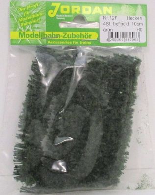 Jordan H0/N [12F] Modell-Hecken grün beflockt ca. 10 cm 4 Stück - OVP NEU