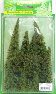 Jordan H0/N [43L] Modell-Lärchen 9 - 16cm fertig beflockt steckbar 9 Stück - OVP NEU