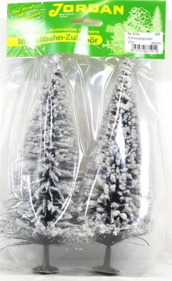 Jordan H0/N [81A] Modell - Schnee-Tannen weiß beflockt 20 cm 2 Stück mit Fuß - OVP N