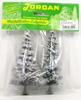Jordan H0/N [82A] Modell - Schnee-Tannen weiß beflockt 12 cm 2 Stück mit Fuß - OVP N