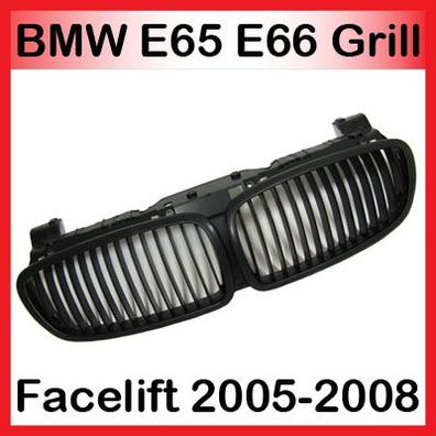 für BMW E65 E66 7er Facelift Nieren Kühlergrill Front Grill Schwarz 2005-2008