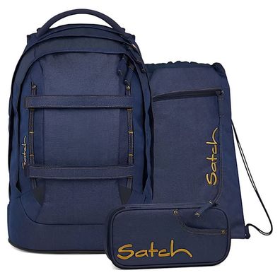 satch pack Schulrucksack Set Denim Blue, denim blue, Mädchen & Jungen