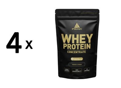 4 x Peak Whey Protein Concentrate (900g) Cookies and Cream