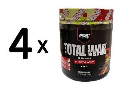 4 x Redcon1 Total War - Preworkout, Strawberry Kiwi - 426g
