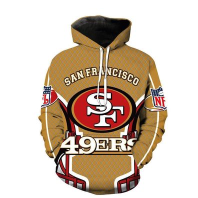 Fußball Herren Sweatshirt San Francisco 49ers 3D Hoodie Kapuzenpullover Khaki