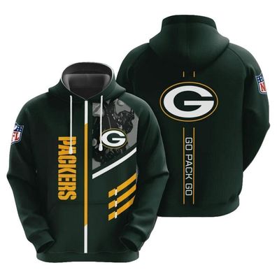 Fußball Herren 3D Sweatshirt Green Bay Packers Hoodie Kapuzenpullover Gelb-Grün
