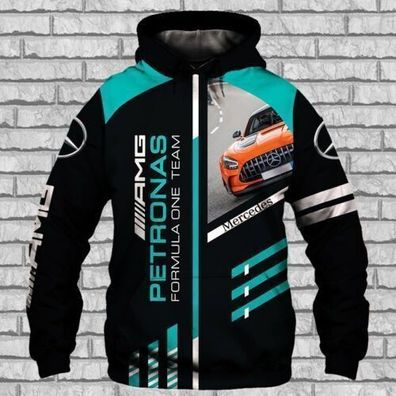 Herren 3D Sweatshirt Hoodie AMG Autorennen Kapuzenpullover Schwarz