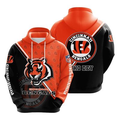 Fußball Herren 3D Sweatshirt Cincinnati Bengals Hoodie Kapuzenpullover Orange