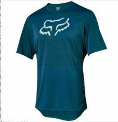 Fox Herren trikot Radsport Fahrrad-Tops T shirt Freizeit Kurzarm Dunkelcyan