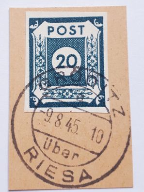SBZ Ostsachsen 1945 Briefausschnitt Mi. Nr.48 A a
