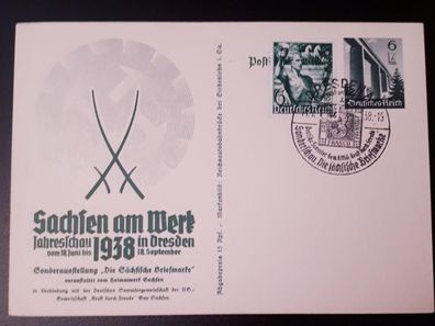 Postkarte Deutsches Reich Sachsen am Werk Dresden im Sommer 1938