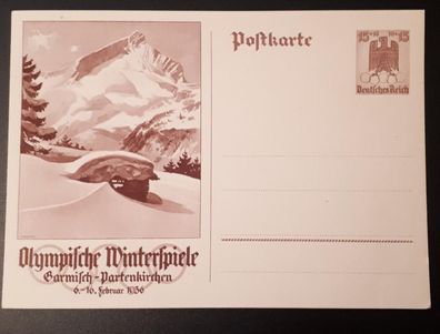 Postkarte Deutsches Reich Olympische Winterspiele Garmisch Partenkirchen 1936