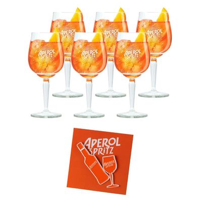 Aperol Spritz Geschenkpaket – 6 Gläser + 2 kultige Pins im Set