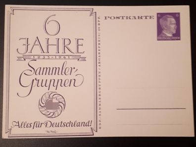 Postkarte Deutsches Reich 6 Jahre Sammlergruppen - Alles für Deutschland!