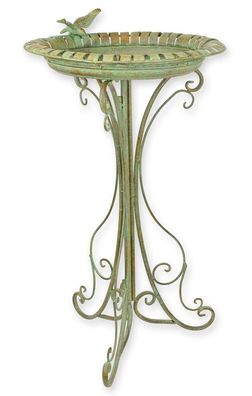 Jugendstil Vogeltränke mit Ständer aus Eisen Romantische Gartendeko Vogelbad, Höhe 75