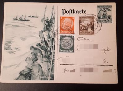 Postkarte Deutsches Reich Winterhilfswerk 6 Pf. gelaufen