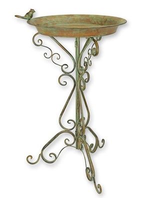 Jugendstil Vogeltränke mit Ständer Eisen Romantische Gartendeko Vogelbad Höhe 74 cm