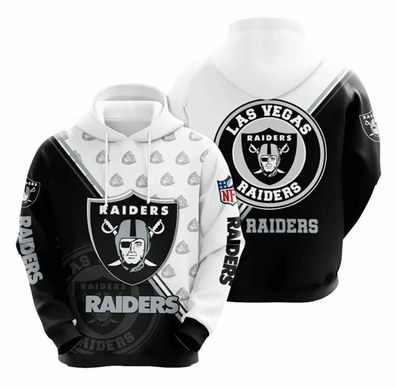 Fußball Herren 3D Sweatshirt Las Vegas Raiders Hoodie Kapuzenpullover Schwarz