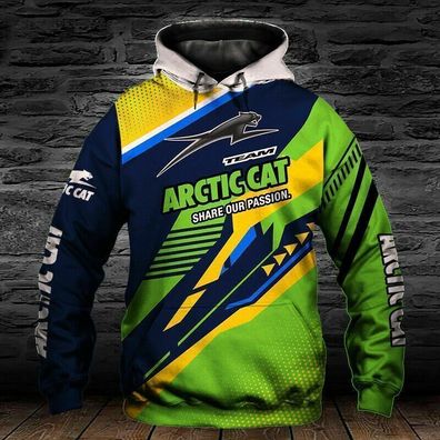 Herren 3D Sweatshirt Hoodie Arctic Cat Motorschlitten Kapuzenpullover Grün