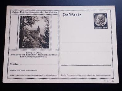 Postkarte Deutsches Reich Besucht Thüringen, as grüne Herz Deutschlands!