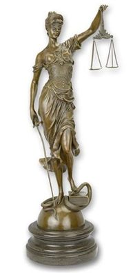 Bronzefigur Bronzeskulptur Bronze Justitia auf Sockel H 62cm Göttin der Gerechtigkeit