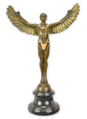 Bronzefigur Bronzeskulptur Ikarus auf Marmorsockel H 41 cm Griechische Mythologie