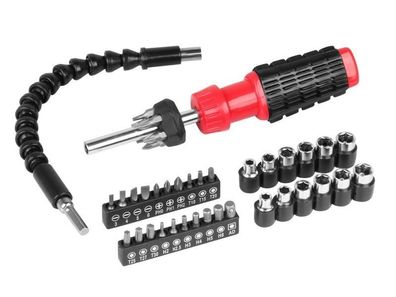 Schraubendreher mit 30 cm flexibler Verlängerung, Bits und Stecknüssen, Satz à