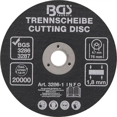 BSG Trennscheibe &Oslash; 75 für Druckluft-Trennschleifer Trennschneider, Flexscheibe