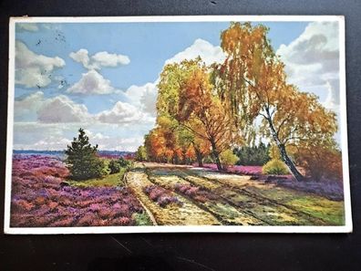 Postkarte Heidelandschaft gelaufen