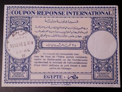 IAS Internationaler Antwortschein Coupon-Reponse International Ägypten Cairo 1946