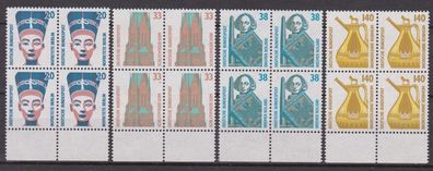 BRD 1989 postfrisch Sehenswürdigkeiten 4er Block mit Unterrand Michel-Nr. 1398-1401