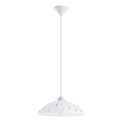 EGLO Pendelleuchte "VETRO" Kunststoff-Glas weiss satiniert E27 35cm 96073