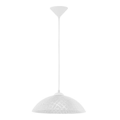 EGLO Pendelleuchte "VETRO" Kunststoff-Glas weiss geriffelt E27 35cm 96069