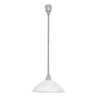 EGLO Pendelleuchte "LORD 2" Nickel matt grau, Glas alabaster E27 36cm 87008