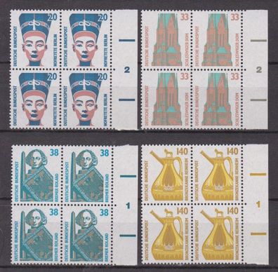 BRD 1989 postfrisch Sehenswürdigkeiten 4er Block Seitenrand Michel-Nr. 1398-1401