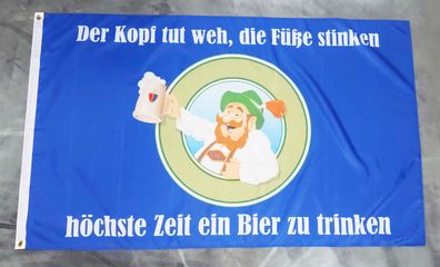 Fahne Flagge Höchste Zeit ein Bier zu trinken - 90 x 150 cm