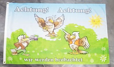 Fahne Flagge Achtung wir werden beobachtet - 90 x 150 cm