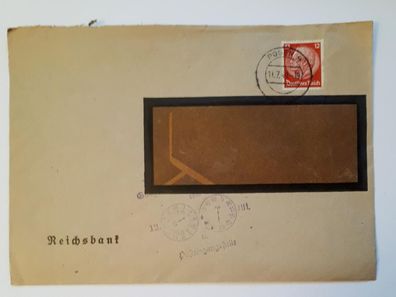 Deutsches Reich Brief Reichsbank mit 12 Pf. gelaufen