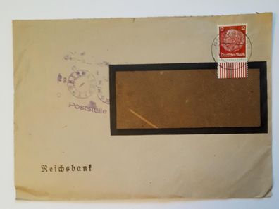 Deutsches Reich Reichsbank Beleg mit 12 Pf. gelaufen